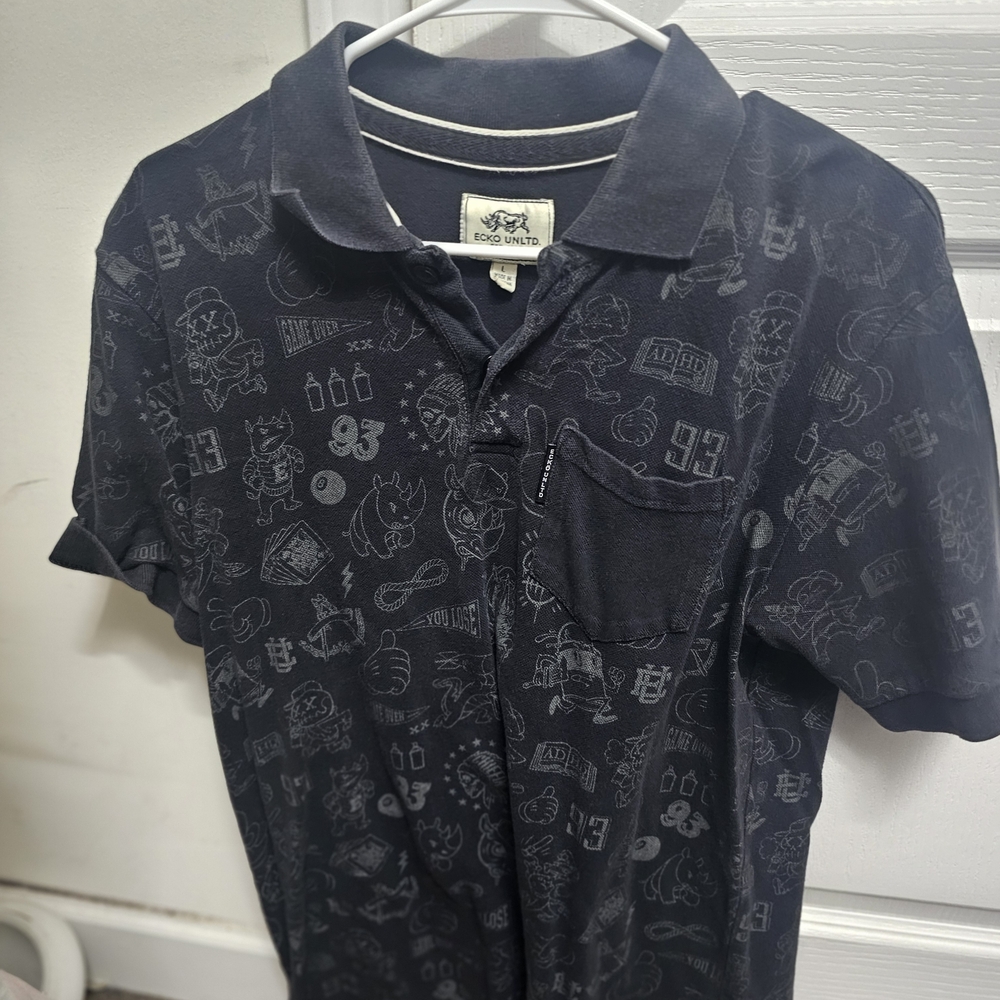 Ecko Unlimited Black Graphic Polo Shirt